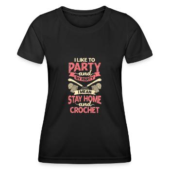 Fun Hobby Crochet Crochet Crochet Gift - Women's Functional T-Shirt - black - Front - AI Model Female 172 light (172cm)