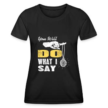 Vous ferez ce que je dis hypnose - T-shirt sport Femme - noir - Devant - AI Model Female 172 light (172cm)