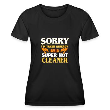 Bereits vergeben an einen Reiniger - Frauen Funktions-T-Shirt - Schwarz - Vorne - AI Model Female 172 light (172cm)