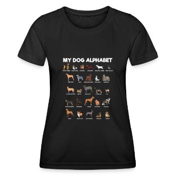 Mein Hundealphabet ABC Hunde Buchstaben - Frauen Funktions-T-Shirt - Schwarz - Vorne - AI Model Female 172 light (172cm)