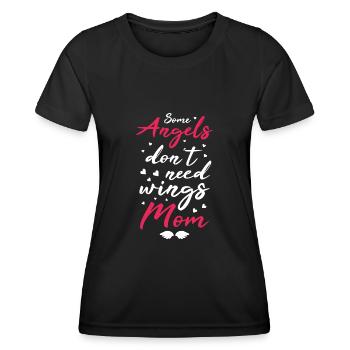 Angel Mom - Frauen Funktions-T-Shirt - Schwarz - Vorne - AI Model Female 172 light (172cm)
