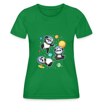 Weltraum Panda Astronaut Universum - Frauen Funktions-T-Shirt - Kelly Green - Vorne - AI Model Female 172 dark (172cm)