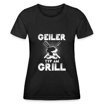 Geiler Typ am Grill Grillen Männer lustiges - Frauen Funktions-T-Shirt - Schwarz - Vorne - AI Model Female 172 light (172cm)