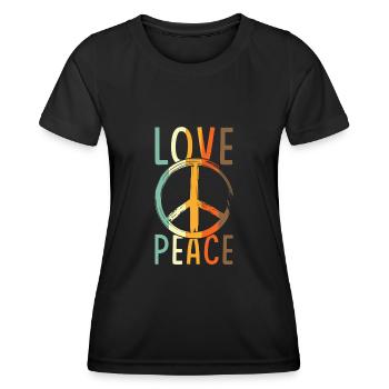 Signe d’amour Paix Etranger - T-shirt sport Femme - noir - Devant - AI Model Female 172 light (172cm)