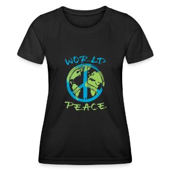Weltfrieden Erde Planet Friedenszeichen - Frauen Funktions-T-Shirt - Schwarz - Vorne - AI Model Female 172 light (172cm)