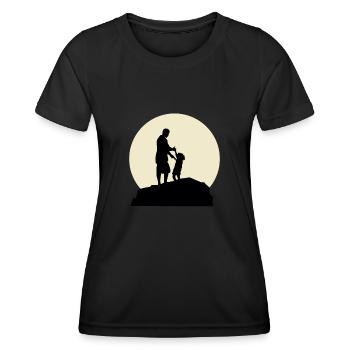 Cool Papa et Moon Design - T-shirt sport Femme - noir - Devant - AI Model Female 172 light (172cm)