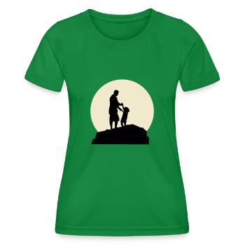 Cool Papa And Moon Design - Frauen Funktions-T-Shirt - Kelly Green - Vorne - AI Model Female 172 dark (172cm)