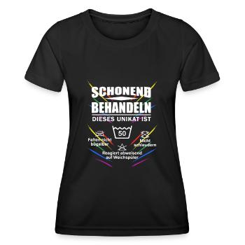 Schonend behandeln dieses Unikat ist 50 Geburtstag - Frauen Funktions-T-Shirt - Schwarz - Vorne - AI Model Female 172 light (172cm)