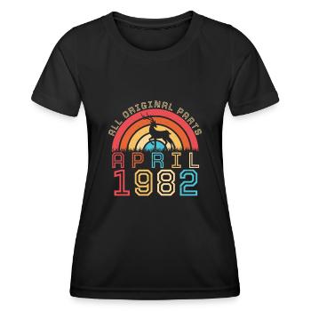 1982 April 40th birthday - Women's Functional T-Shirt - black - Front - AI Model Female 172 light (172cm)