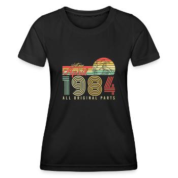 Born April 1984 - Women's Functional T-Shirt - black - Front - AI Model Female 172 light (172cm)