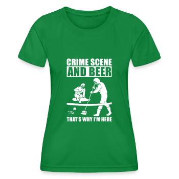 Crime Scene Cleaner - Women's Functional T-Shirt - kelly green - Front - AI Model Female 172 dark (172cm)