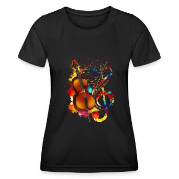 Notenschlüssel Klassische Musik Cellist Cello - Frauen Funktions-T-Shirt - Schwarz - Vorne - AI Model Female 172 light (172cm)