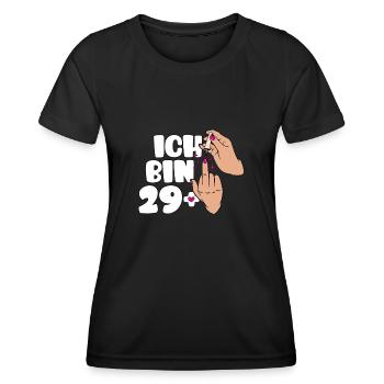Ich bin 29 + Mittelfinger 30 Geburtstage Frauen - Frauen Funktions-T-Shirt - Schwarz - Vorne - AI Model Female 172 light (172cm)