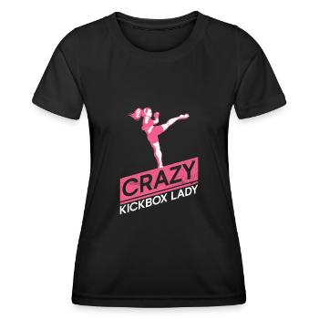 Crazy Kickbox Lady - Kickboxen Kickboxer - Frauen Funktions-T-Shirt - Schwarz - Vorne - AI Model Female 172 light (172cm)