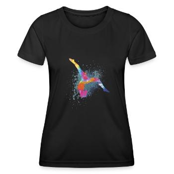 Bunt Figur Turnen Turnerin Gymnastik Geschenke - Frauen Funktions-T-Shirt - Schwarz - Vorne - AI Model Female 172 light (172cm)