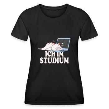 Ich im Studium schlafende katze - Frauen Funktions-T-Shirt - Schwarz - Vorne - AI Model Female 172 light (172cm)