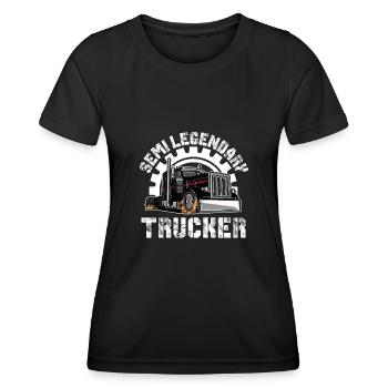 LKW Fahrer Lastwagenfahrer Fernfahrer Trucker - Frauen Funktions-T-Shirt - Schwarz - Vorne - AI Model Female 172 light (172cm)