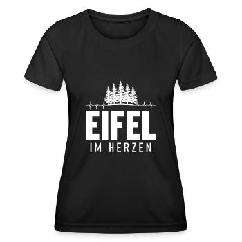 Eifel im Herzen Herzschlag Pfalz Pfälzer - Frauen Funktions-T-Shirt - Schwarz - Vorne - AI Model Female 172 light (172cm)
