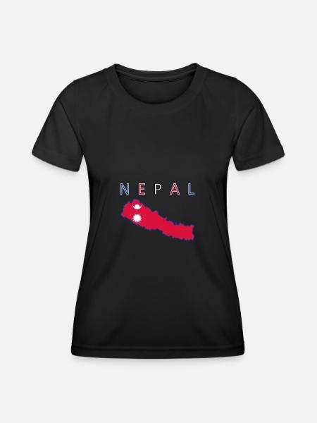 Nepal Karte Flagge Kathmandu - Frauen Funktions-T-Shirt - Schwarz