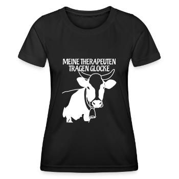 Vache Allgäu avec cloche Allgäuer - T-shirt sport Femme - noir - Devant - AI Model Female 172 light (172cm)