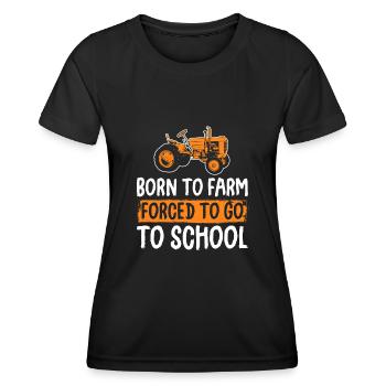 Né à la ferme forcé d’aller à l’école tracteur - T-shirt sport Femme - noir - Devant - AI Model Female 172 light (172cm)