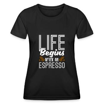 Café expresso - T-shirt sport Femme - noir - Devant - AI Model Female 172 light (172cm)
