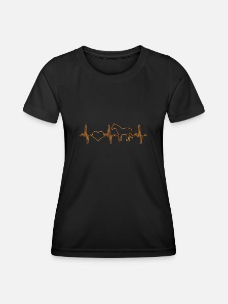 Pferd Herzschlag - Frauen Funktions-T-Shirt - Schwarz