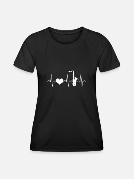 Saxophone Heartbeat - Women's Functional T-Shirt - black