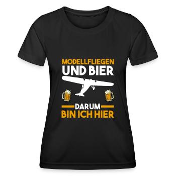 Modellfliegen Modellflieger Bier Modellflug - Frauen Funktions-T-Shirt - Schwarz - Vorne - AI Model Female 172 light (172cm)
