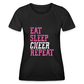 Cheer Cheerleading Eat Sleep Cheer - Frauen Funktions-T-Shirt - Schwarz - Vorne - AI Model Female 172 light (172cm)