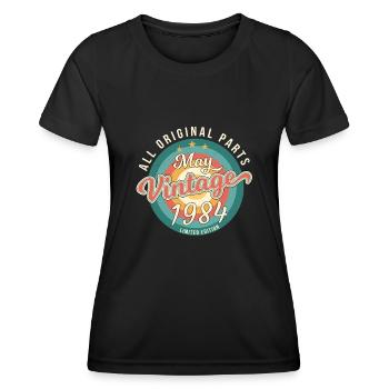 Rétro mai 1984 - T-shirt sport Femme - noir - Devant - AI Model Female 172 light (172cm)