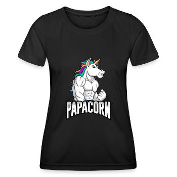 Papacorn Unicorn Father-to-be Dad - Women's Functional T-Shirt - black - Front - AI Model Female 172 light (172cm)