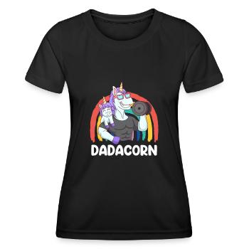 Papa Tochter werdender Papa Bodybuilder Dadacorn - Frauen Funktions-T-Shirt - Schwarz - Vorne - AI Model Female 172 light (172cm)