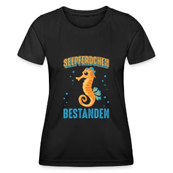 Seepferdchen Abzeichen - Frauen Funktions-T-Shirt - Schwarz - Vorne - AI Model Female 172 light (172cm)