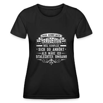 Trauzeugin - Frauen Funktions-T-Shirt - Schwarz - Vorne - AI Model Female 172 light (172cm)