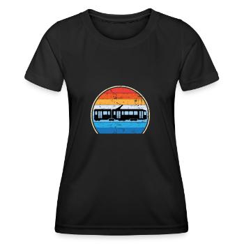 Tram Véhicule Train Tramway Trolley Téléphérique - T-shirt sport Femme - noir - Devant - AI Model Female 172 light (172cm)