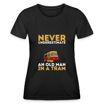 Tram Véhicule Train Tramway Trolley Téléphérique - T-shirt sport Femme - noir - Devant - AI Model Female 172 light (172cm)
