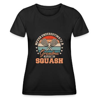 Cool Ne sous-estimez jamais une grand-mère qui joue au squash - T-shirt sport Femme - noir - Devant - AI Model Female 172 light (172cm)