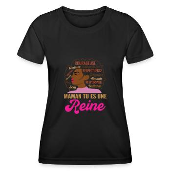 Joyeuse fête maman femme afro reine africaine noir - T-shirt sport Femme - noir - Devant - AI Model Female 172 light (172cm)