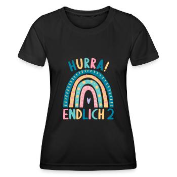2 Jahre Geburtstagskind Regenbogen 2. Geburtstag - Frauen Funktions-T-Shirt - Schwarz - Vorne - AI Model Female 172 light (172cm)