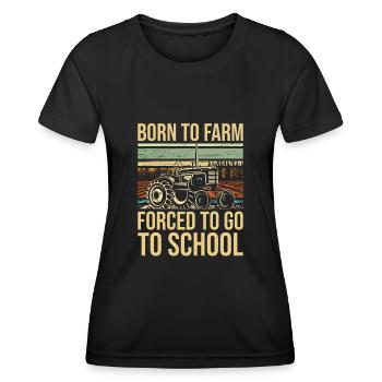 Né à la ferme forcé d’aller à l’école tracteur - T-shirt sport Femme - noir - Devant - AI Model Female 172 light (172cm)