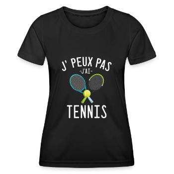 J'peux pas j'ai tennis cadeau humour sport tennis - T-shirt sport Femme - noir - Devant - AI Model Female 172 light (172cm)