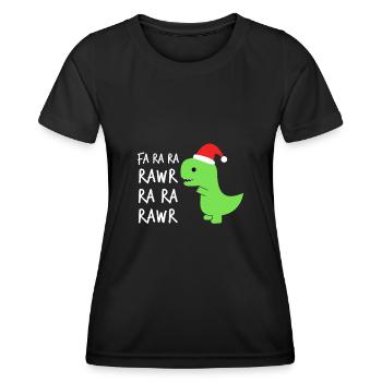 Christmas Funny Cute T-Rex Fa Ra Ra Rawr Xmas - Frauen Funktions-T-Shirt - Schwarz - Vorne - AI Model Female 172 light (172cm)