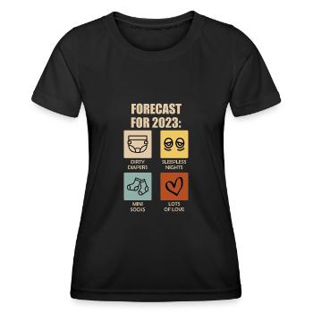 Werdende Eltern 2023 Vorhersage 2023 - Frauen Funktions-T-Shirt - Schwarz - Vorne - AI Model Female 172 light (172cm)