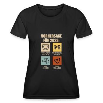 Werdende Eltern 2023 Vorhersage 2023 - Frauen Funktions-T-Shirt - Schwarz - Vorne - AI Model Female 172 light (172cm)