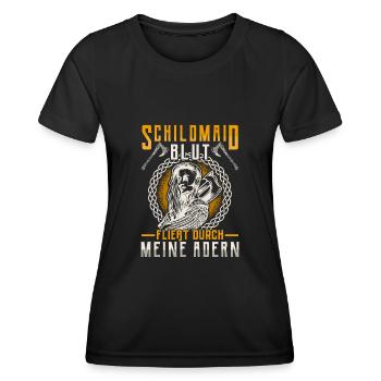 Wikinger Schildmaid durch die Adern - Frauen Funktions-T-Shirt - Schwarz - Vorne - AI Model Female 172 light (172cm)