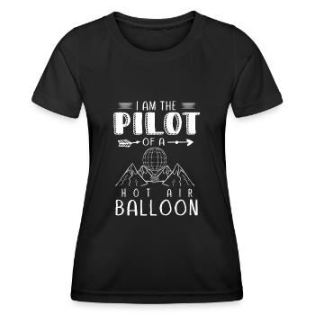 Montgolfière, pilotage d’une montgolfière - T-shirt sport Femme - noir - Devant - AI Model Female 172 light (172cm)