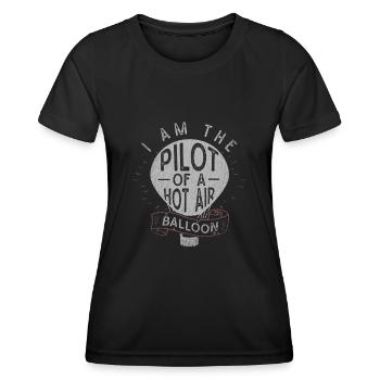 Montgolfière, pilotage d’une montgolfière - T-shirt sport Femme - noir - Devant - AI Model Female 172 light (172cm)