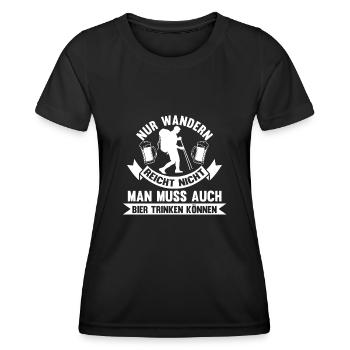 Wandern Bergsteiger Bier Wander - Frauen Funktions-T-Shirt - Schwarz - Vorne - AI Model Female 172 light (172cm)