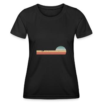 Retro Horizontal Vintage Sonnenuntergang - Frauen Funktions-T-Shirt - Schwarz - Vorne - AI Model Female 172 light (172cm)